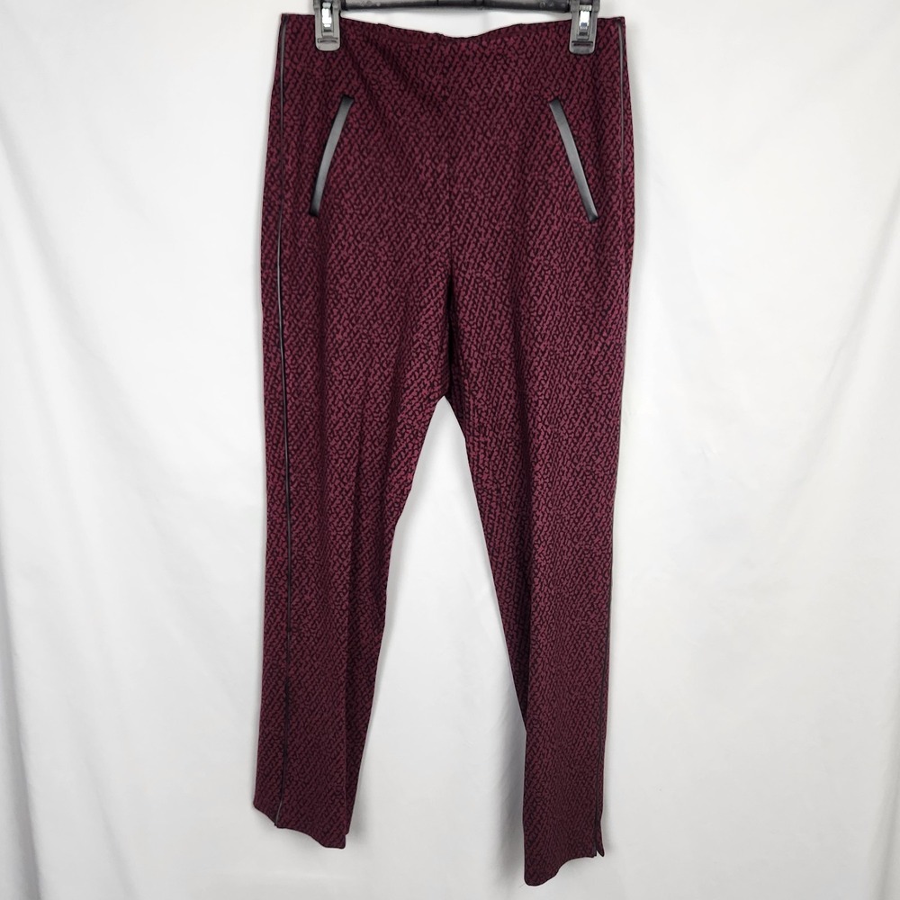 Chicos Womens Juliet 360 Pull-on‎ Ankle Pants Size 0.5 US 6 Burgundy/Black